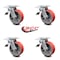 Service Caster 6 Inch Red Poly on Cast Iron Caster Set with Ball Bearing and Total Lock Brake SCC-TTL30S620-PUB-RS-4 - alternate 2